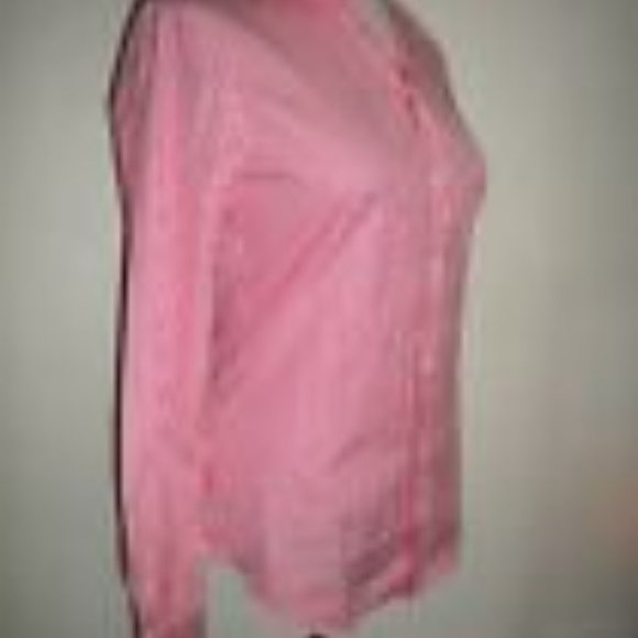 POLO RALPH LAUREN MISSES SIZE 8-MEDIUM PINK WHITE STRIPED BUTTON FRONT BLOUSE - Picture 4 of 8